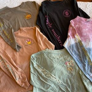 Bundle of 5 long sleeve Simply Southern T-shirts. All youth L